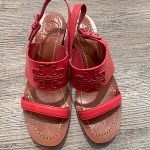 Tory Burch Red Leather Sandals